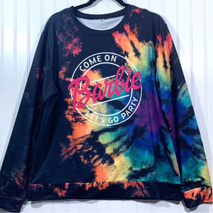 Come On Barbie! Tie Dye Long Sleeve Tee Black Size XL